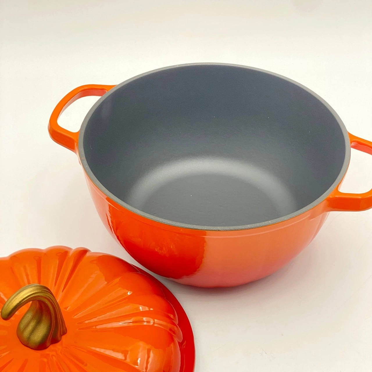 Чугунная эмалированная кастрюля 7л, Тыква, Оранжевый недорого