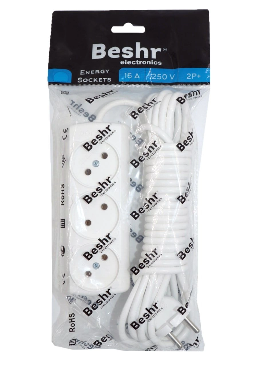 Удлинитель без заземления Beshr NINEBOT 3x3м Белый купить