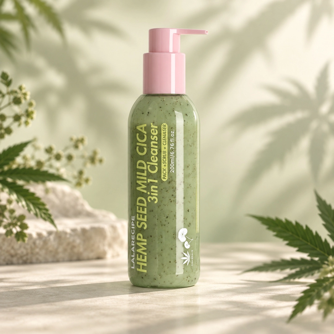 LALARECIPE Hemp Seed Mild Cica 3-in-1 yuz uchun tozalovchi ko'pik-skrab, 200 ml O'zbekistonda