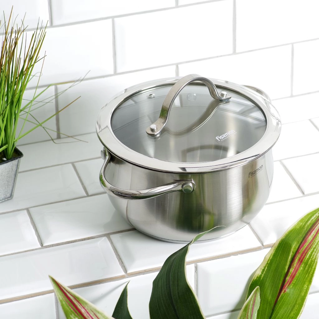Кастрюля Fissman VALERY 16x8 см / 1.6 л со стеклянной крышкой цена