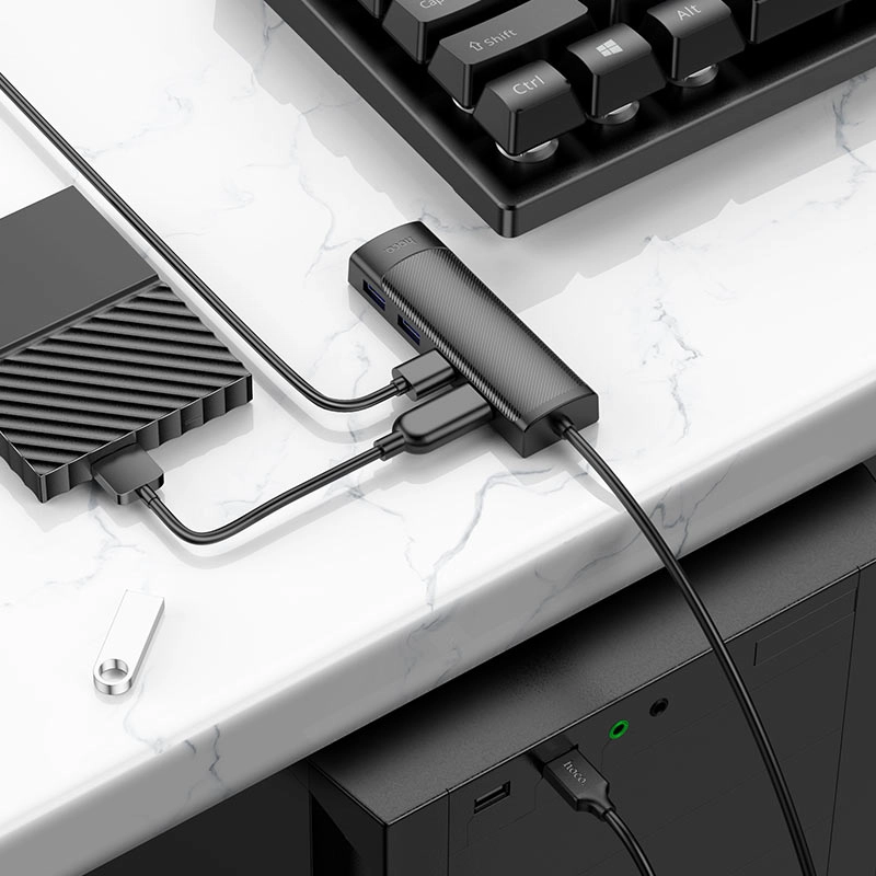 HUB-адаптер Hoco HB41 Easy Safety 4 &times; USB-A3.0 - Black онлайн