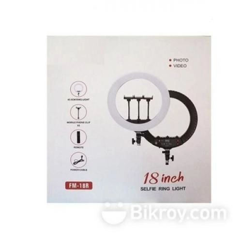 Jmary FM-18R – blogerlar uchun yorug‘lik-diodli 45 sm halqasimon chiroq arzon