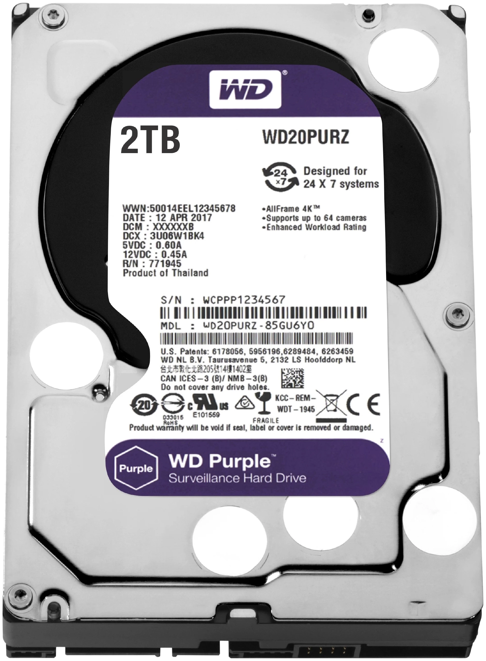 2 TB Wd Purple pullout qattiq disk arzon