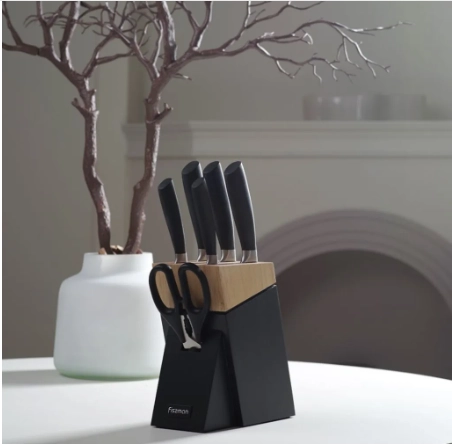 Набор ножей 7 пр. в деревянной подставке FISSMAN с фото