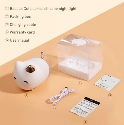 Baseus Cute Series Kitty Silicone Night Light tunchirog‘i O'zbekistonda