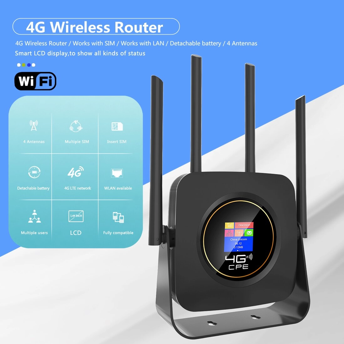 CPE 4G LTE CPF903B Sim/Optical qora Wi-Fi routeri arzon