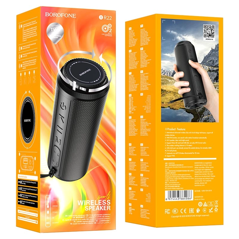 Borofone BR22 qora simsiz Bluetooth-kolonkasi onlayn