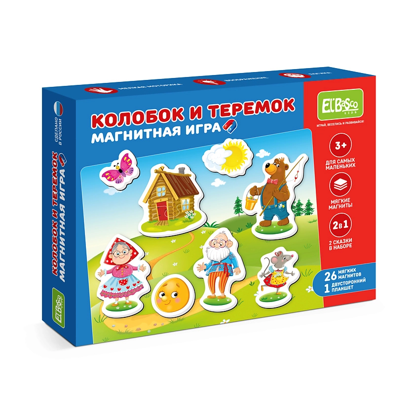 Наборы тематических магнитов для детей Теремок и Колобок купить
