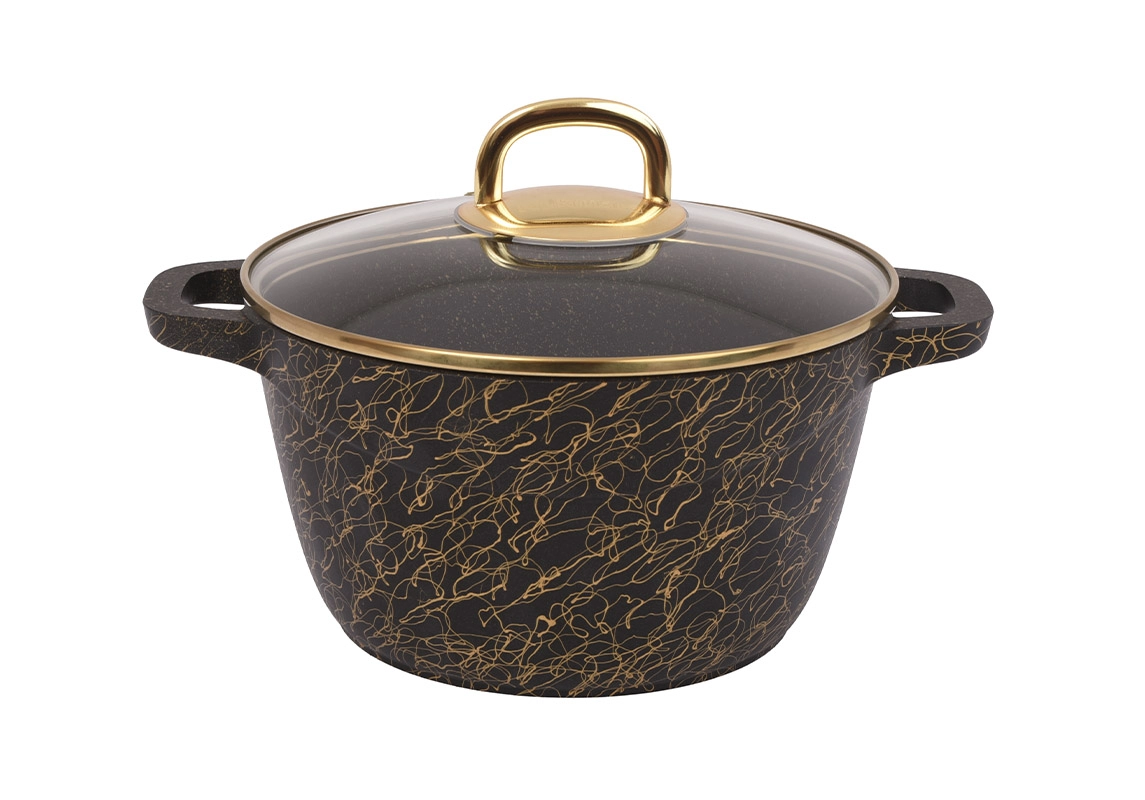 Кастрюля 4,5л со стеклянной крышкой, АП линия "Грация" (черный/золото) купить