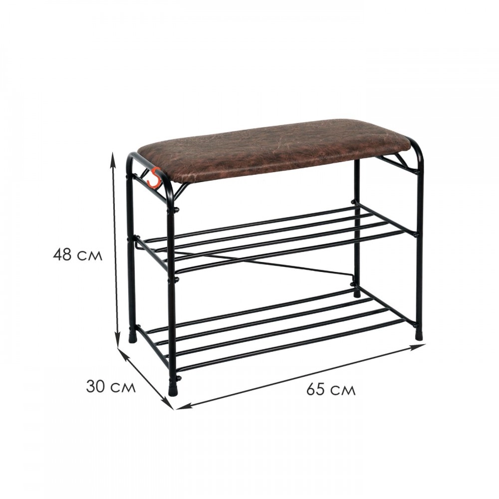 Подставка для обуви Альфа 23 с сиденьем (Черный) онлайн
