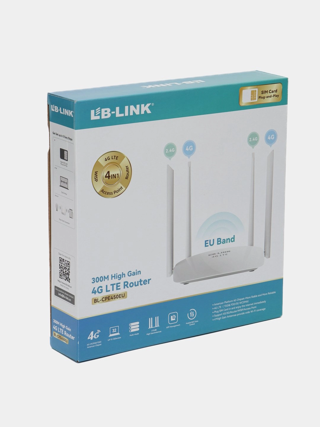 4G LTE LB-LINK BL-CPE450EU Wi-Fi routeri - rasm №4 4G LTE LB-LINK BL-CPE450EU Wi-Fi routeri O'zbekistonda