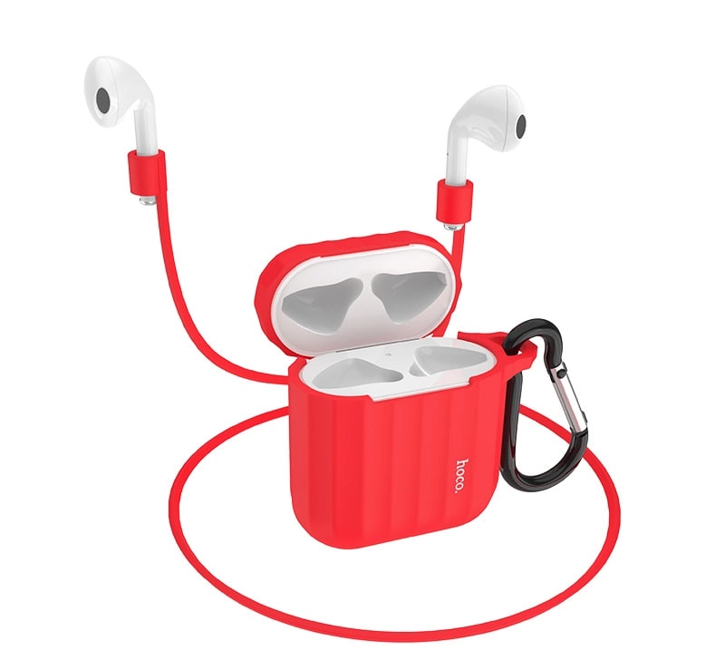 Силиконовый чехол Hoco Silicone Case WB10 для Airpods 1/2, красный недорого