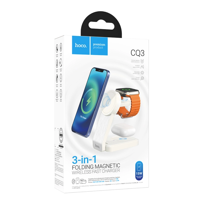 Hoco CQ3 3in1 Fast Wireless Charger qaymoqrang tezkor simsiz quvvatlagichi onlayn