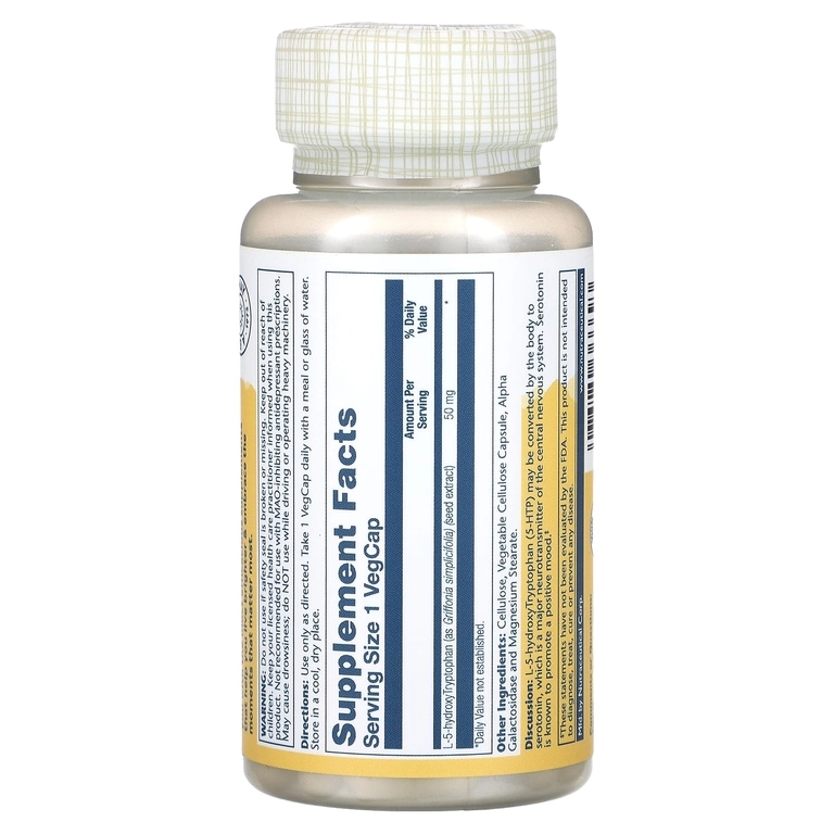Solaray, 5-HTP, 50 mg, 60 vegetarian kapsula (36669) - rasm №3 Solaray, 5-HTP, 50 mg, 60 vegetarian kapsula (36669) arzon