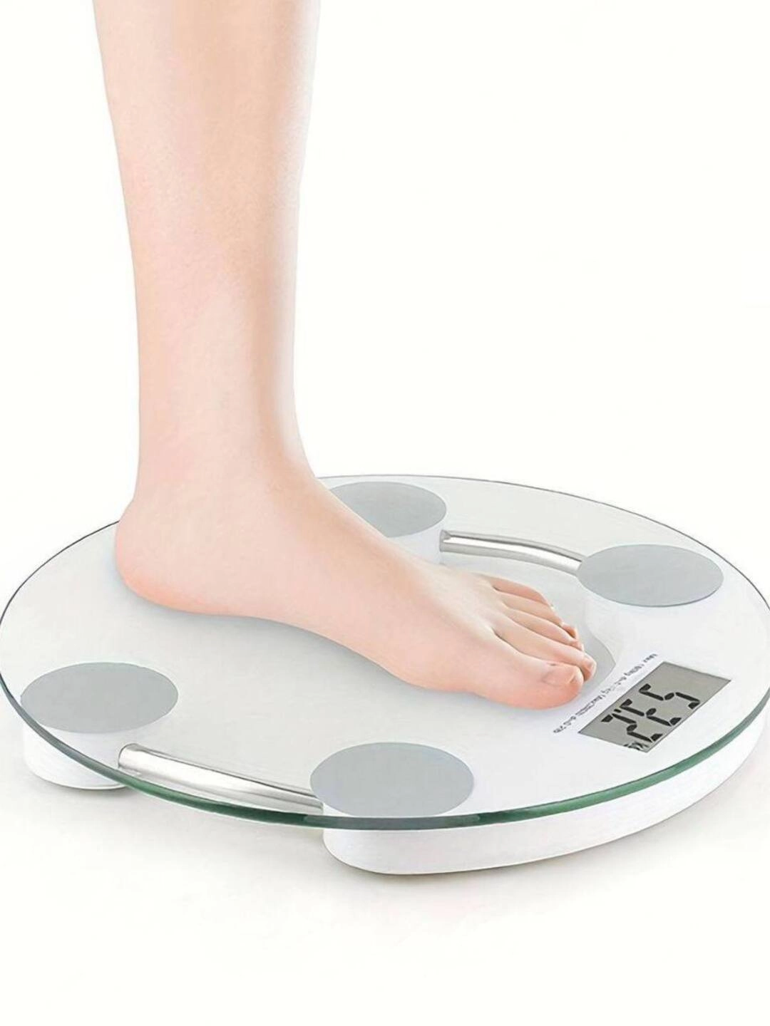 Elektron tarozi, uy uchun, polga qo&lsquo;yiladigan, shaffof shisha, dumaloq shaklda, 180 kg gacha onlayn