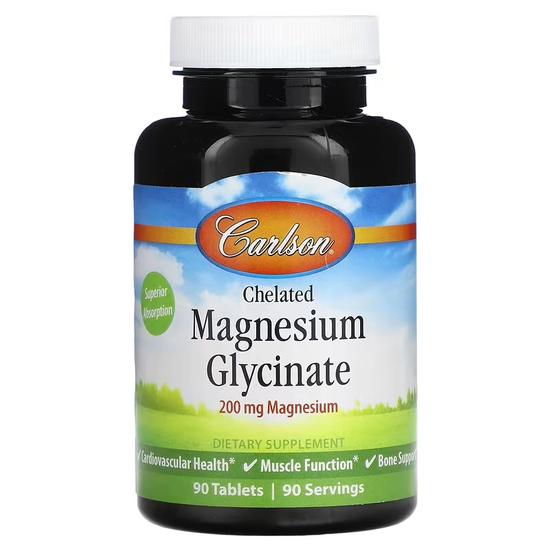 Carlson, Chelated Magnesium Glycinate, 200 mg, 90 Tabletka  (05611) sotib olish