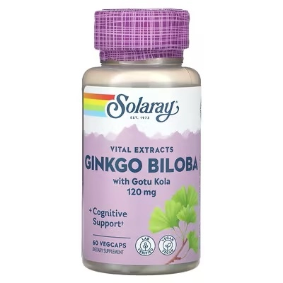 Solaray, Vital Extracts, Ginkgo Biloba va Gotu Kola, 120 mg, 60 vegeterian kapsulasi VegCaps (03604) sotib olish