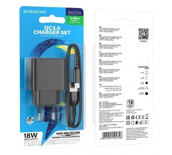 Зарядное устройство BOROFONE BAS12A + кабель Micro USB недорого