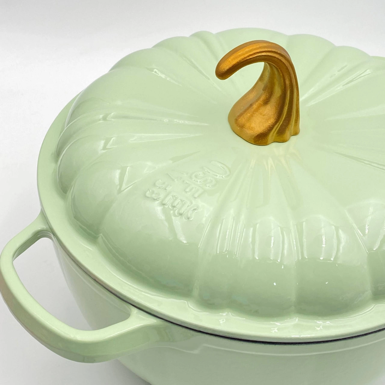 Чугунная эмалированная кастрюля 7л, Тыква, Зелёный недорого