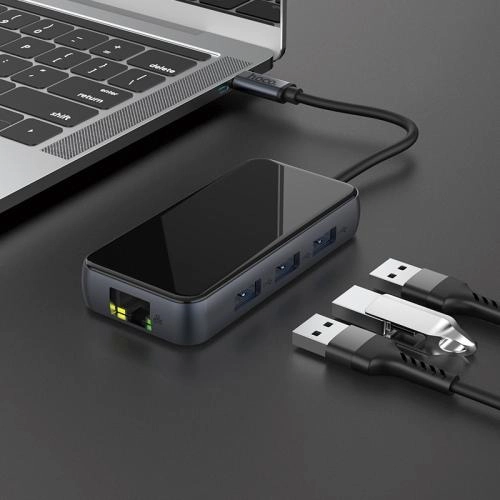 USB-концентратор Hoco HB16 Easy expand HDMI + PD + RJ45 онлайн