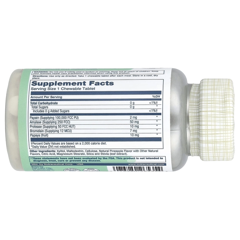 Solaray, Papayya fermentlari, tabiiy ananas, 90 chaynalmaydigan tabletkalar (26535) arzon