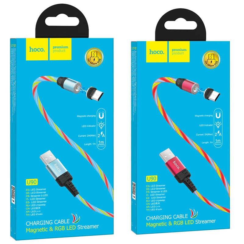 Кабель U90 USB to Micro-USB 1м magnetic, RGB Led онлайн