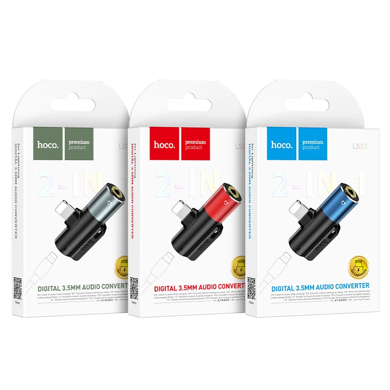 Переходник Hoco LS32 2in1 Lightning красный онлайн