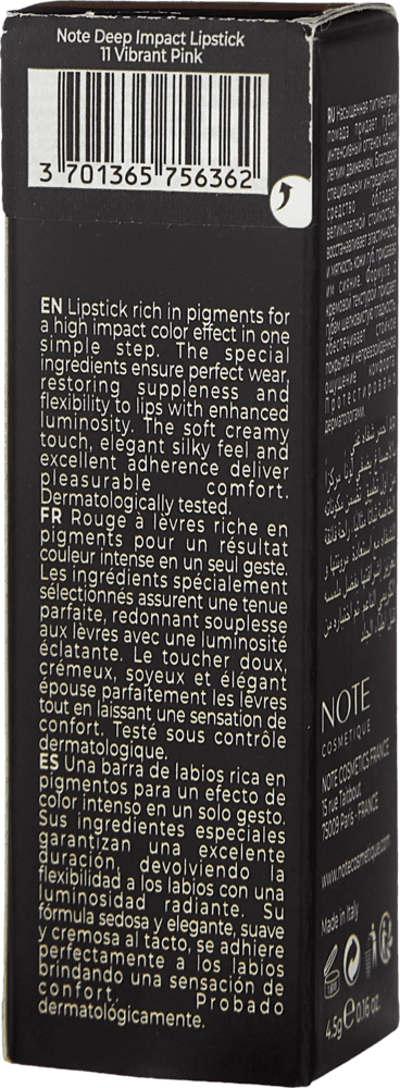 NOTE DEEP IMPACT LIPSTICK 11 lab bo'yog'i O'zbekistonda