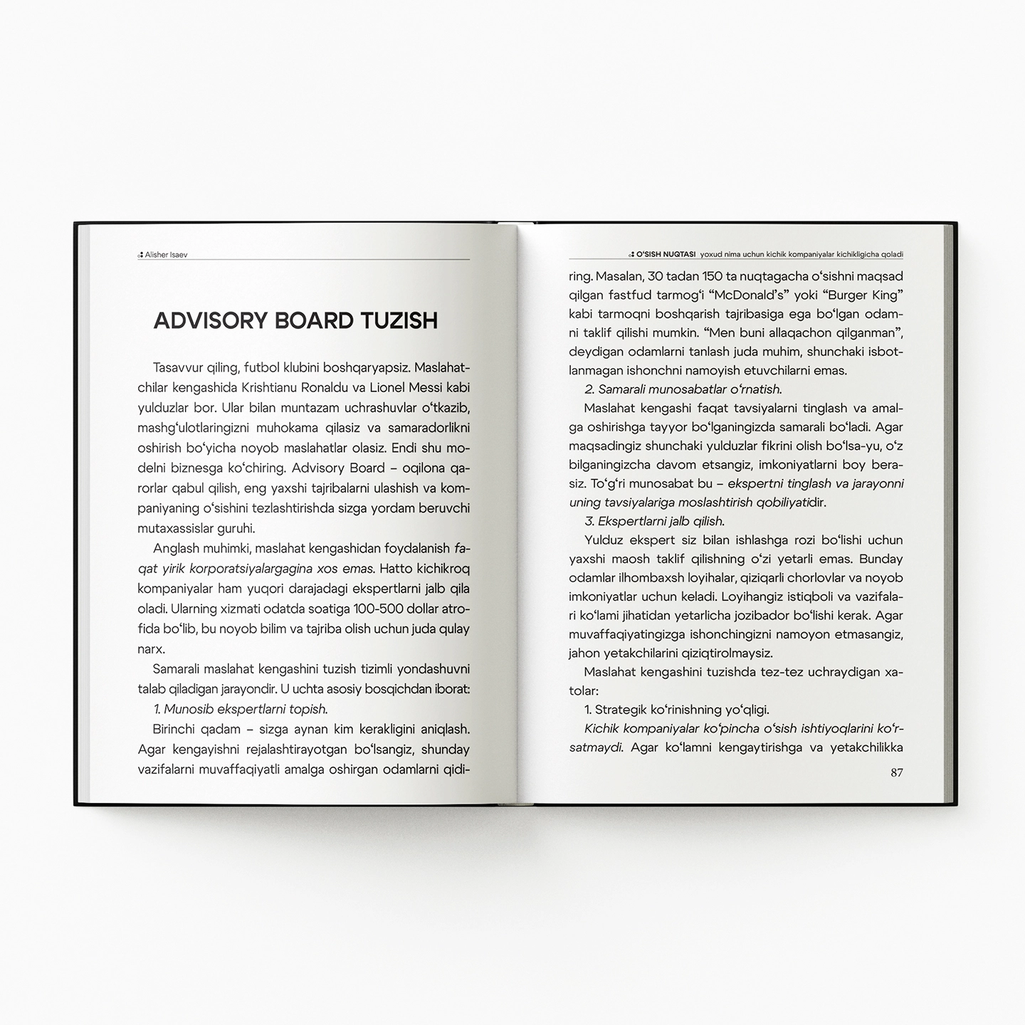 Alisher Isaev: O'sish nuqtasi narxi