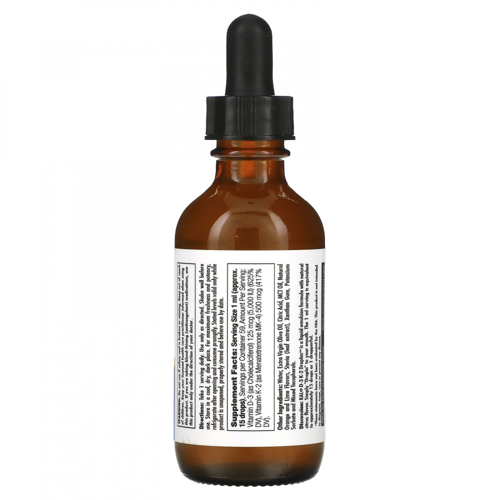 KAL, Витамины D3 и К2 в каплях, с натуральным цитрусовым вкусом, 59 мл (2 жидк. унции) (41369) недорого