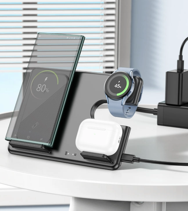 Hoco CQ2 3in1 Fast Wireless Charger tezkor simsiz quvvatlagichi sotib olish