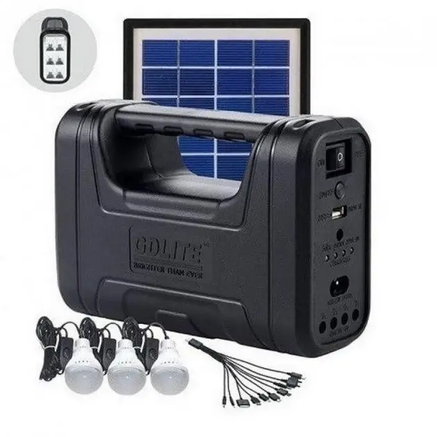 Фонарь-Лампа зарядная станция  / 3 лампы / солнечная панель GDLITE GD-8017 Smart Black онлайн