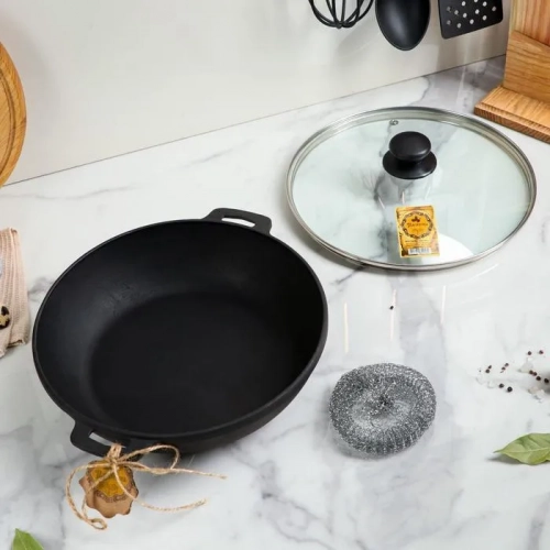 Чугунная кастрюля-жаровня со стеклянной крышкой Maysternya 20/4 см Т1011С3 онлайн