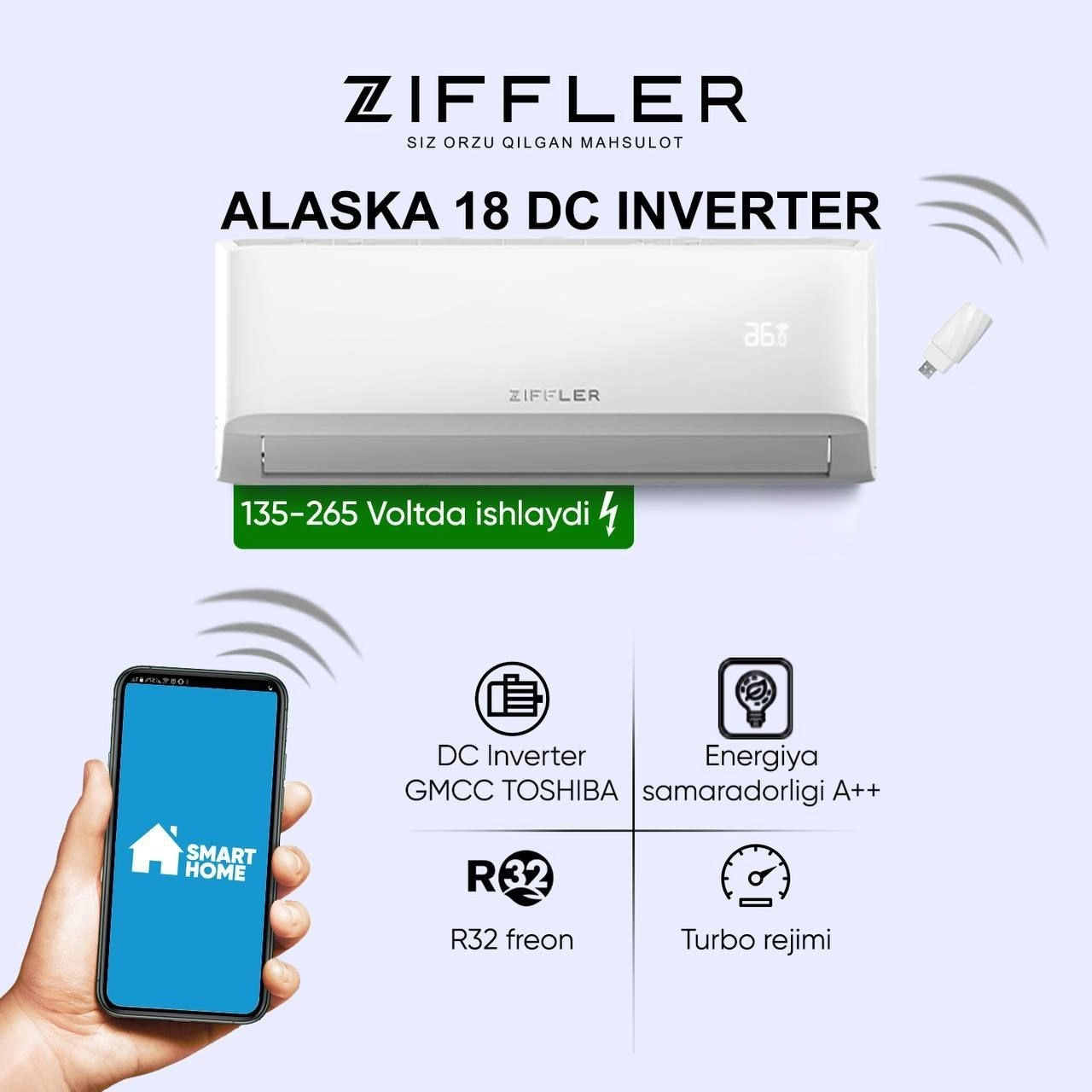 Ziffler Alaska Inverter 18 konditsioneri - rasm №3 Ziffler Alaska Inverter 18 konditsioneri arzon