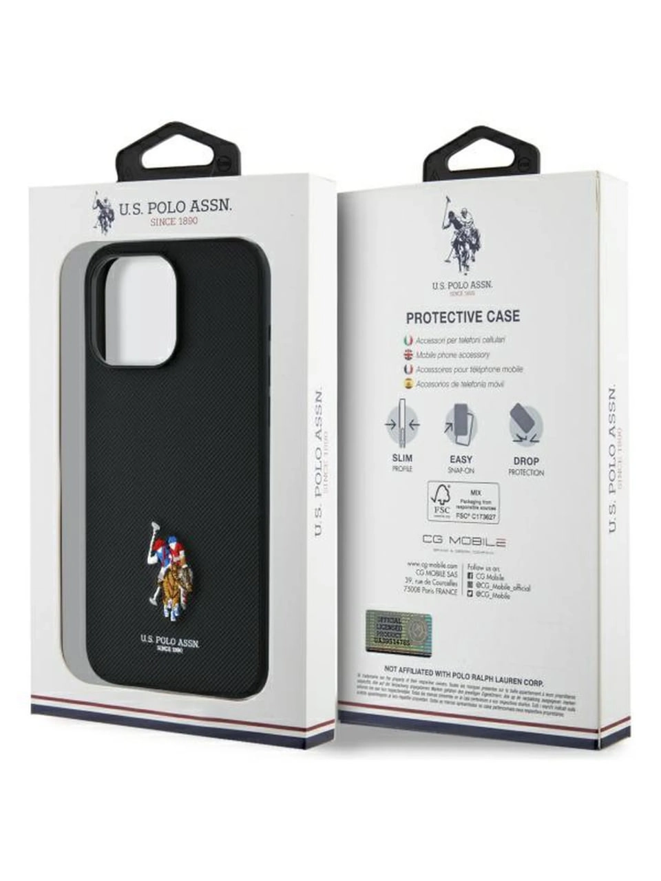 iPhone 15 Pro Max uchun CG MOBILE U.S. Polo Assn. qora g‘ilofi yetkazib berish