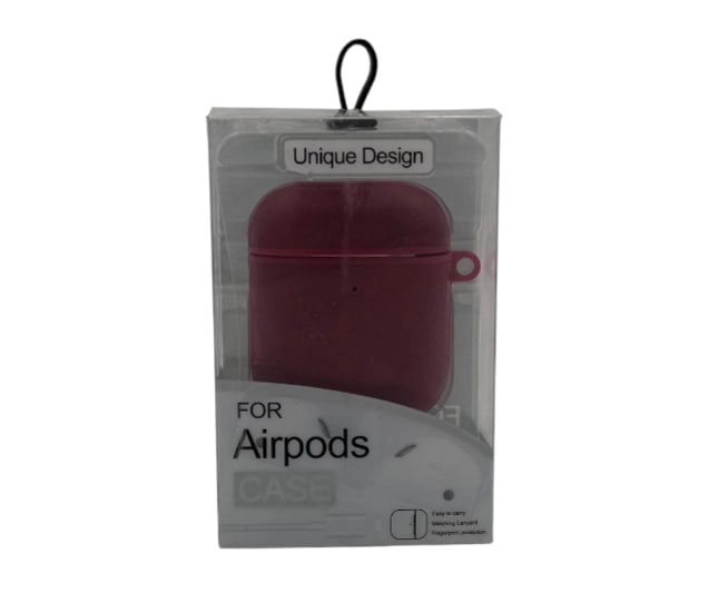 Кожаный чехол для подвешивания Airpods 1/2 CH0473 Wine Red в Узбекистане