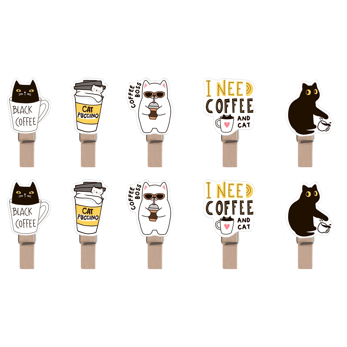 MESHU "Right Cat" qog&lsquo;oz qisqichlari, 7 mm, 10 dona, yog&lsquo;och, assorti, ip bilan (MS_55480) arzon