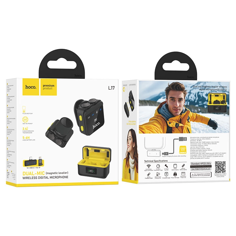 Hoco L17 simsiz mikrofonlari , Black yetkazib berish