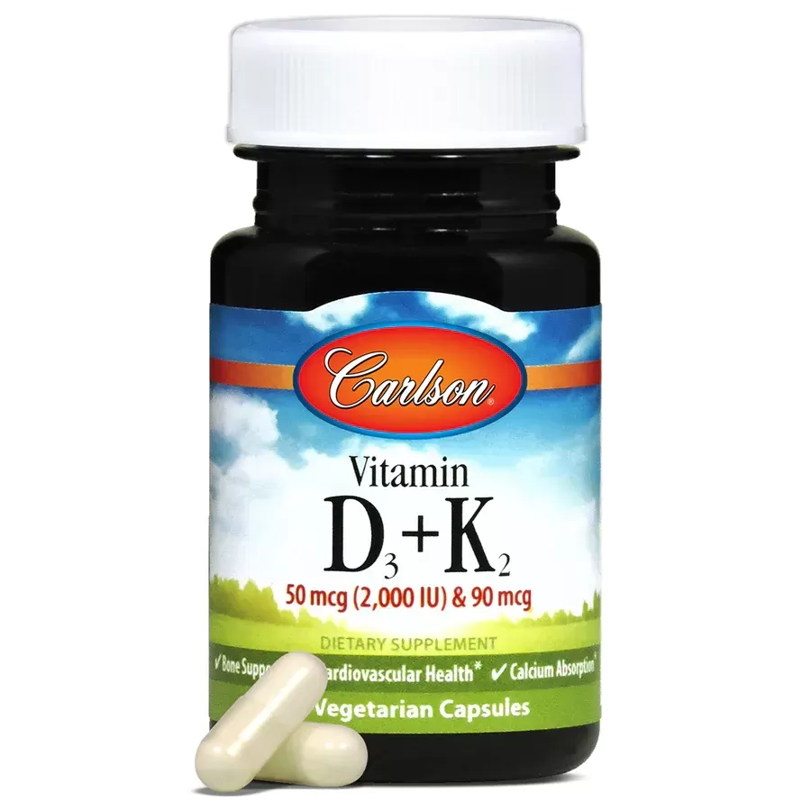 Carlson Labs, Vitamin D3 + K2, 60 kapsula (10610) sotib olish