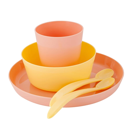 Follow Me bolalar idishlari to'plami (likopcha, idish, 270 ml stakan, 2 ta qoshiq) persik karameli rangida - rasm №2 Follow Me bolalar idishlari to'plami (likopcha, idish, 270 ml stakan, 2 ta qoshiq) persik karameli rangida sotib olish