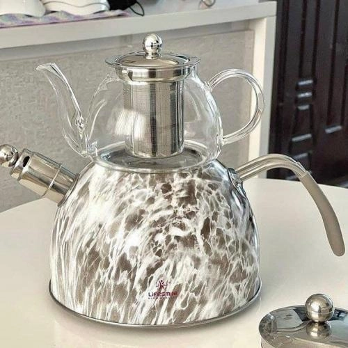 Ikki qavatli (turkcha) Life Smile choynagi (kulrang, jigarrang) O'zbekistonda