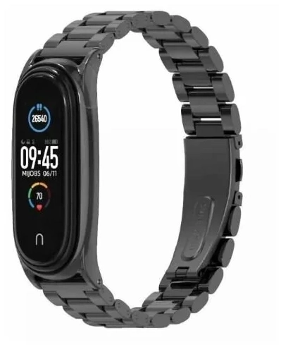 Металлический ремешок для Xiaomi Mi Band 5 / 6  (black) купить