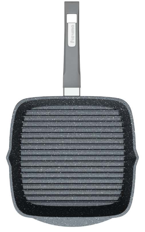 Сковорода Мечта квадрат несъемной ручкой и крышкой серый  (28см) онлайн
