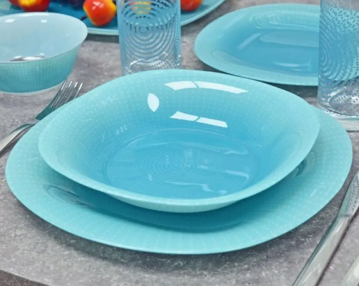 Luminarc Carine Pop Art Turquoise 46 ta element Stol servisi (P2048) O'zbekistonda