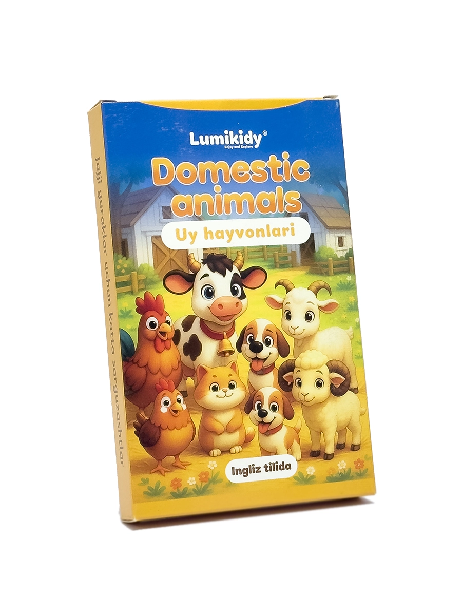 Bolalar rivojlanishi uchun kartochkalar: Uy hayvonlar- Domestic animals (ingliz tilida) arzon