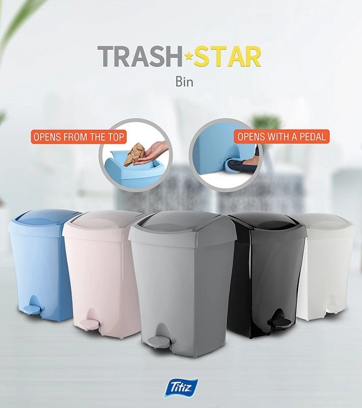 Ведро пластмассовая для мусора Trash Star Bin 18 lt White онлайн