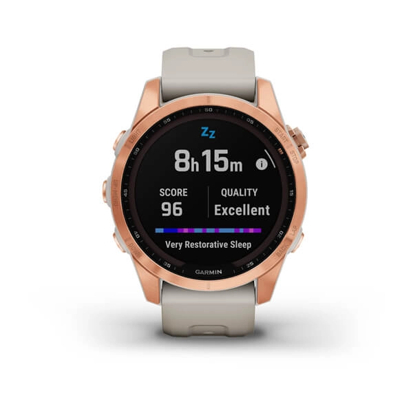 Garmin FENIX 7S Solar Rose gold smart-soati rasm bilan