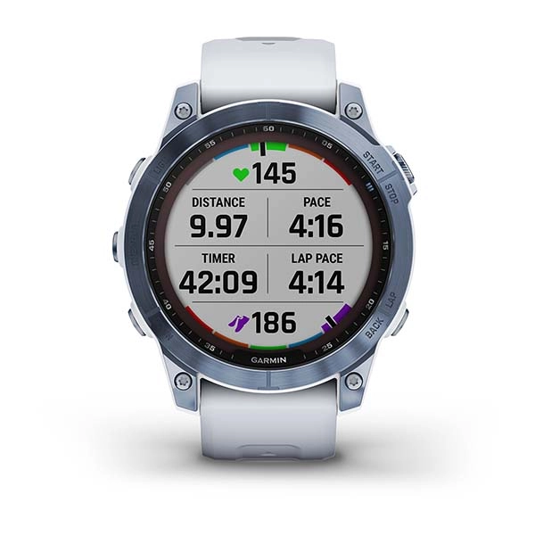 Garmin FENIX 7 Sapphire Solar Mineral blue smart-soati rasm bilan