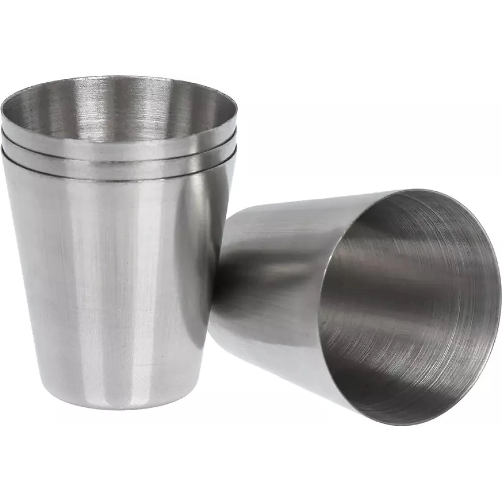 BoyScout qadahchalar to‘plami (zanglamas po‘latdan, 30 ml.dan 4 dona, g‘ilofda) rasm bilan