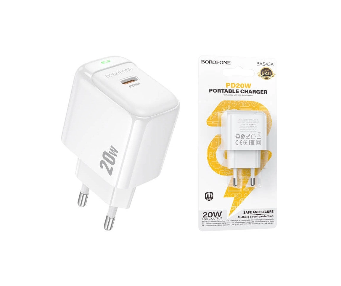 Зарядное устройство Borofone Type C 20W BAS43A. Гарантия качества! рассрочка